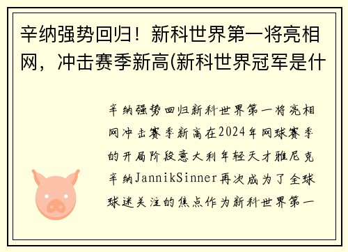 辛纳强势回归！新科世界第一将亮相网，冲击赛季新高(新科世界冠军是什么意思)