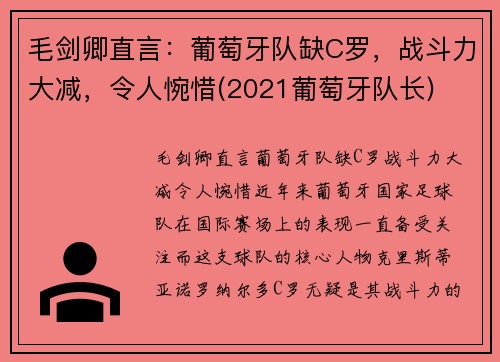 毛剑卿直言：葡萄牙队缺C罗，战斗力大减，令人惋惜(2021葡萄牙队长)